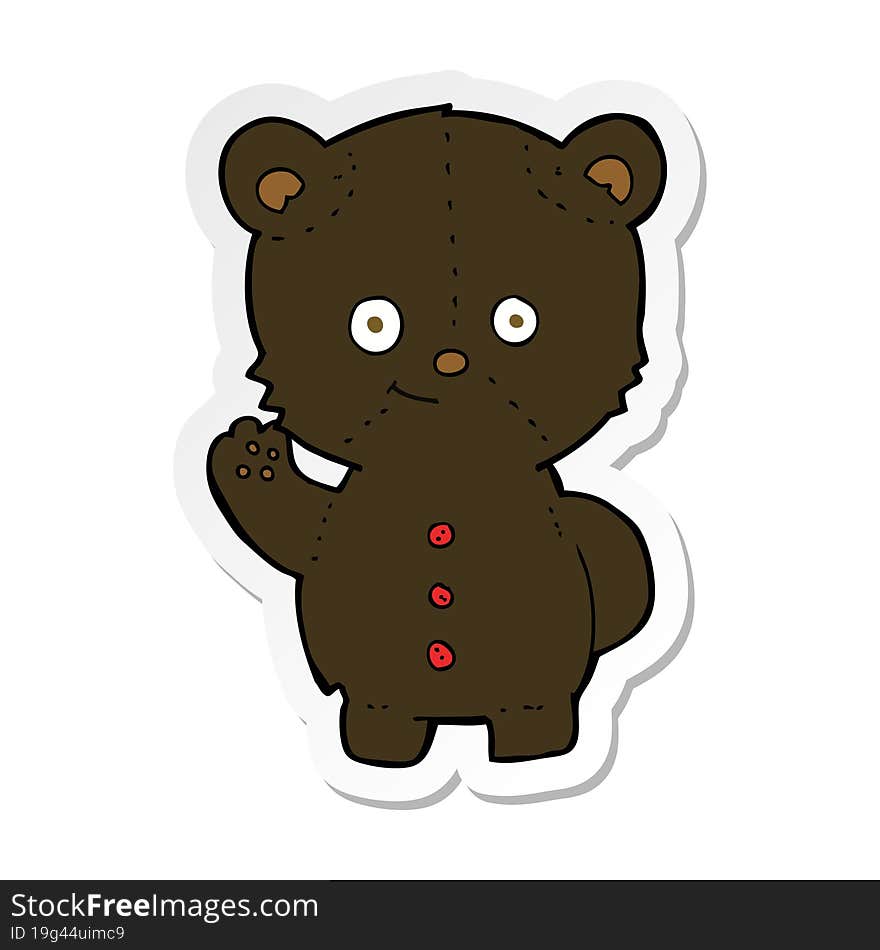 sticker of a cartoon black bear cub