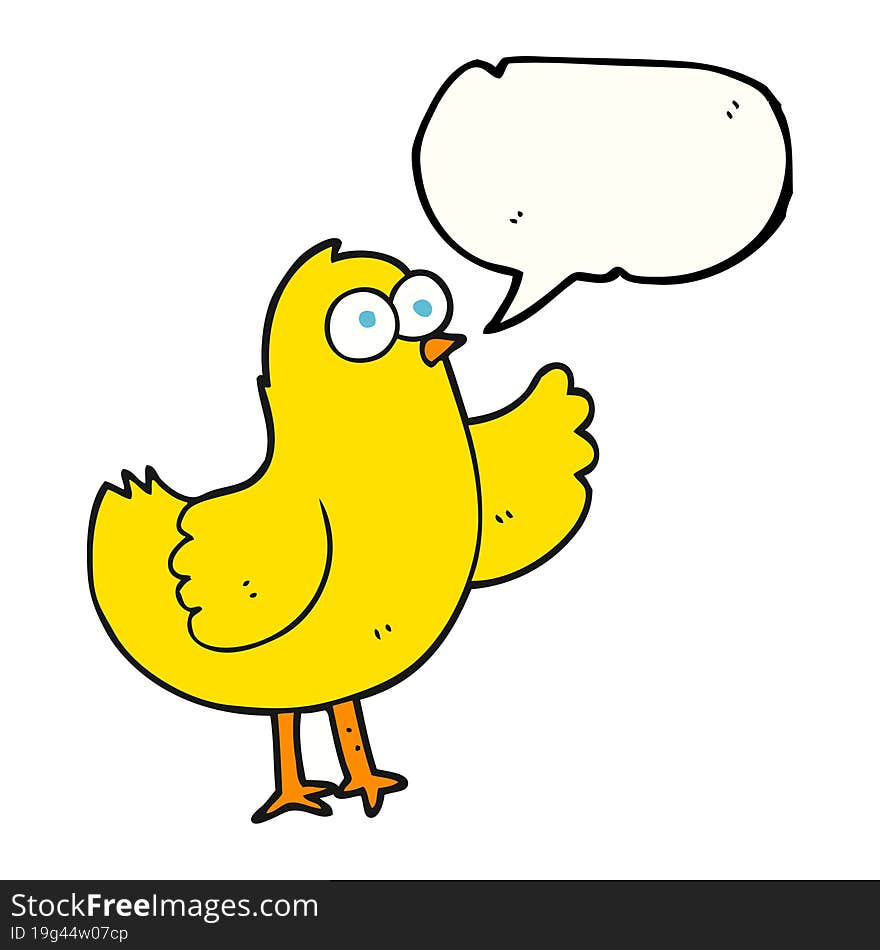 freehand drawn speech bubble cartoon bird