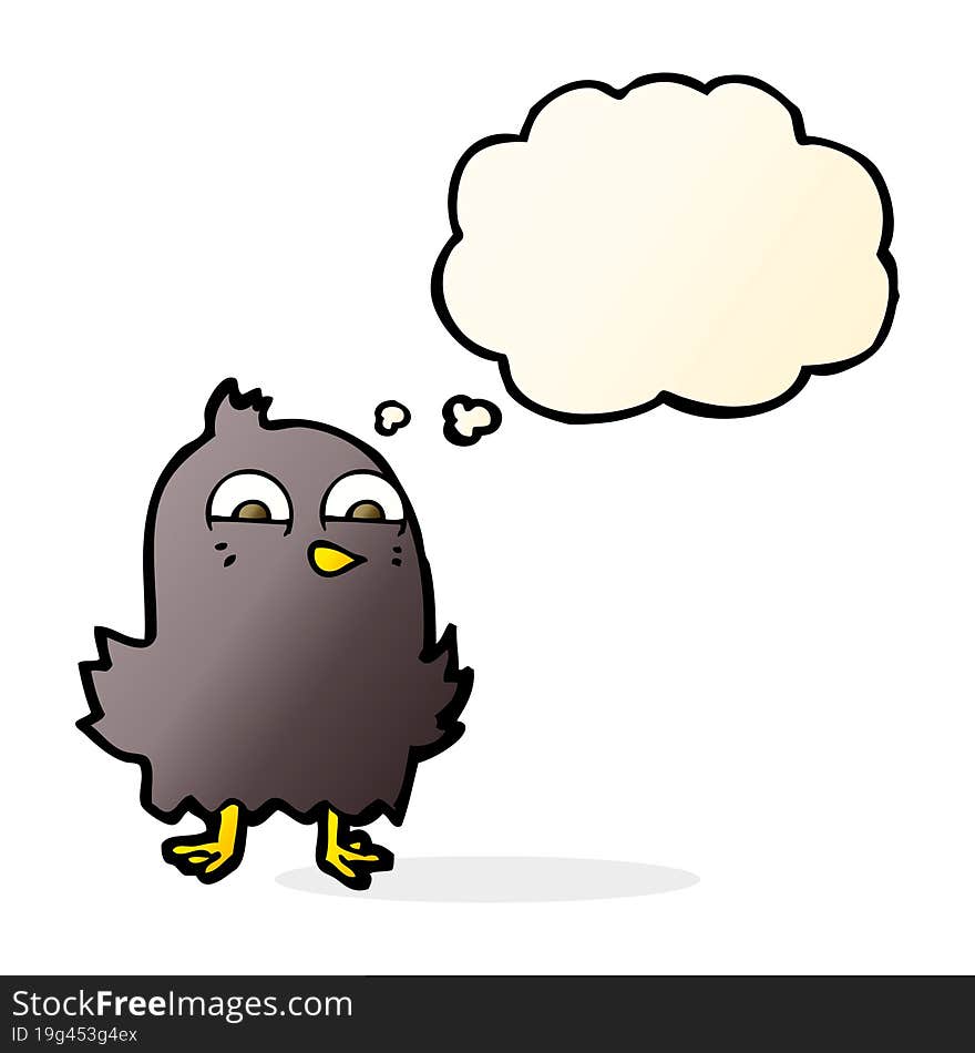 Funny Cartoon Bird With Thought Bubble