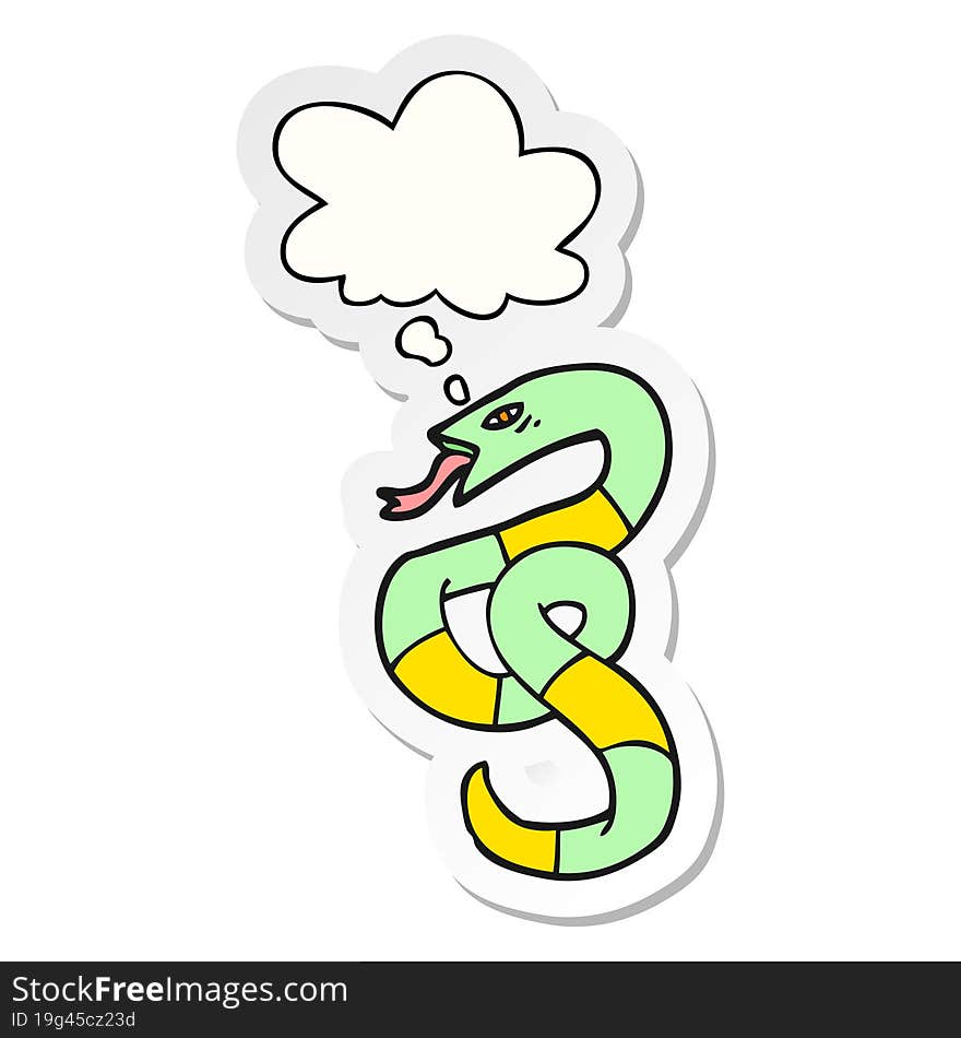 cartoon snake and thought bubble as a printed sticker