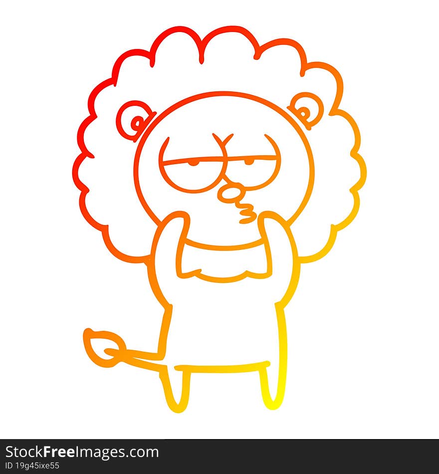 warm gradient line drawing cartoon bored lion