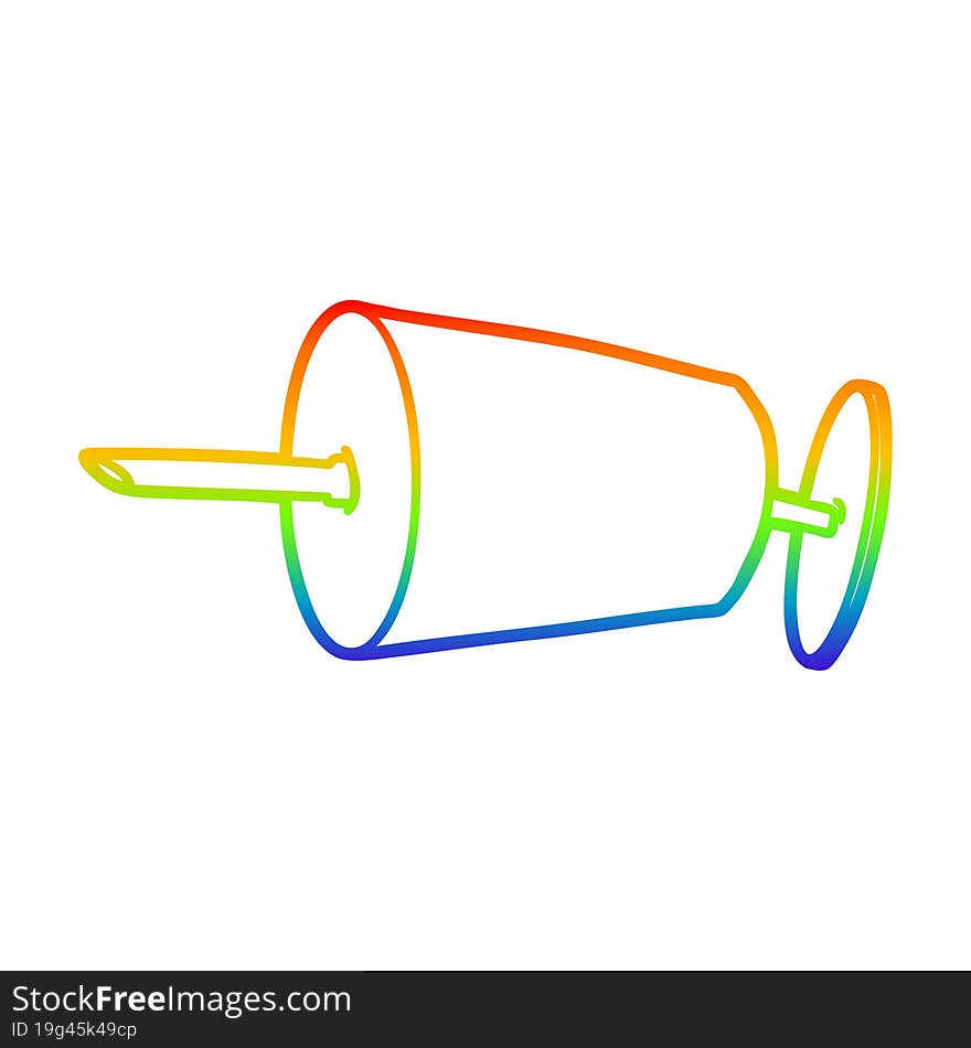 rainbow gradient line drawing of a cartoon medical syringe