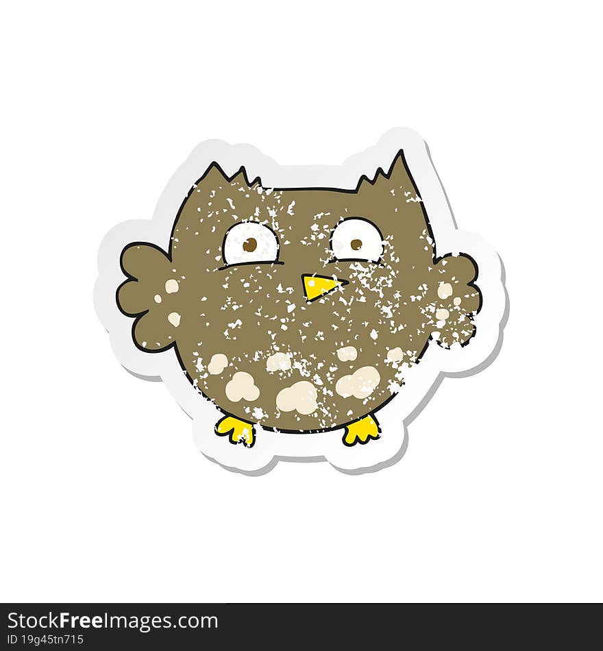 Retro Distressed Sticker Of A Cartoon Little Owl