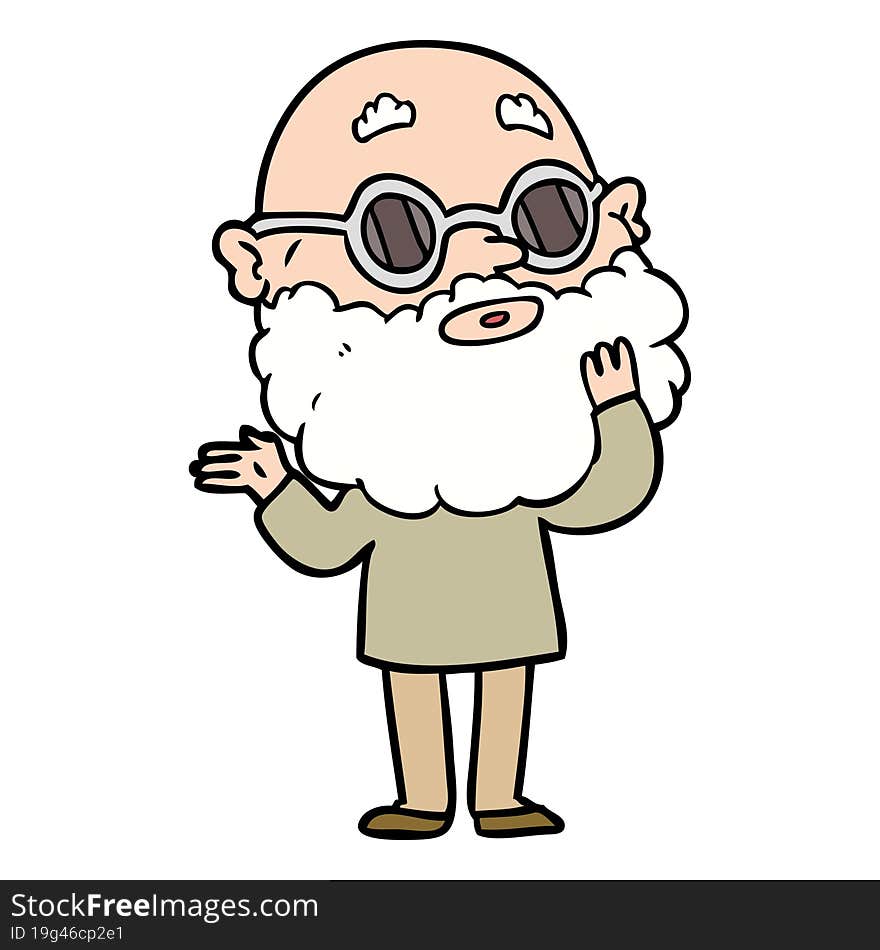 cartoon curious man with beard and glasses. cartoon curious man with beard and glasses