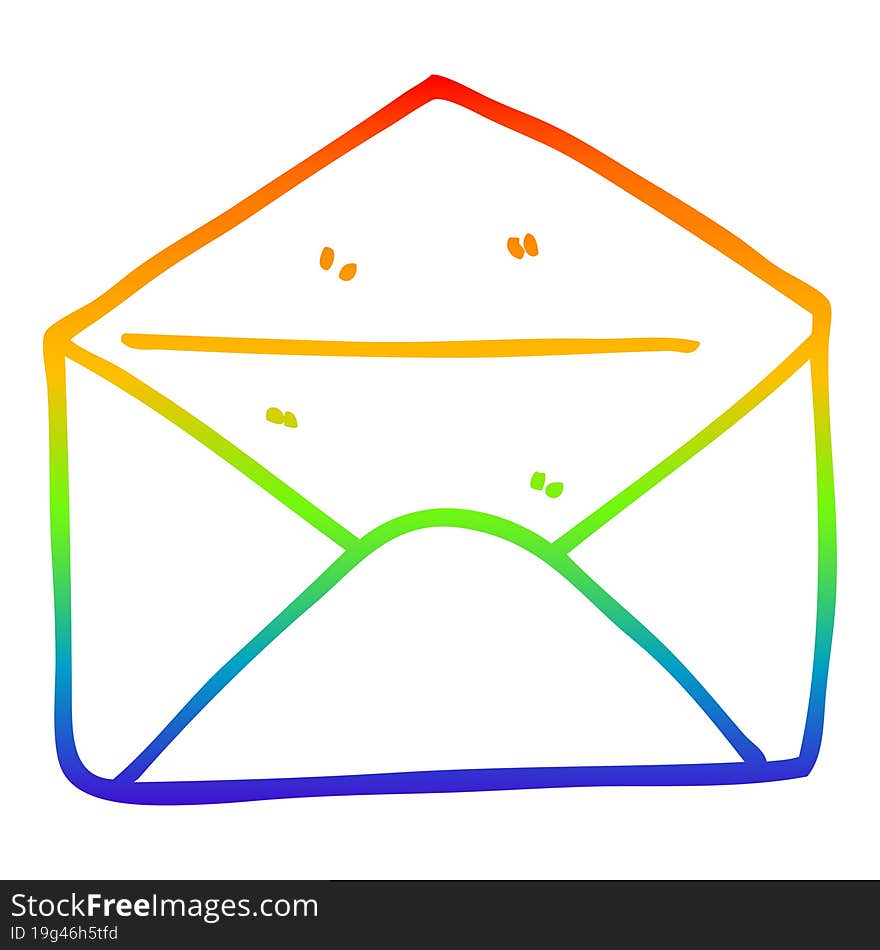 rainbow gradient line drawing of a cartoon envelope