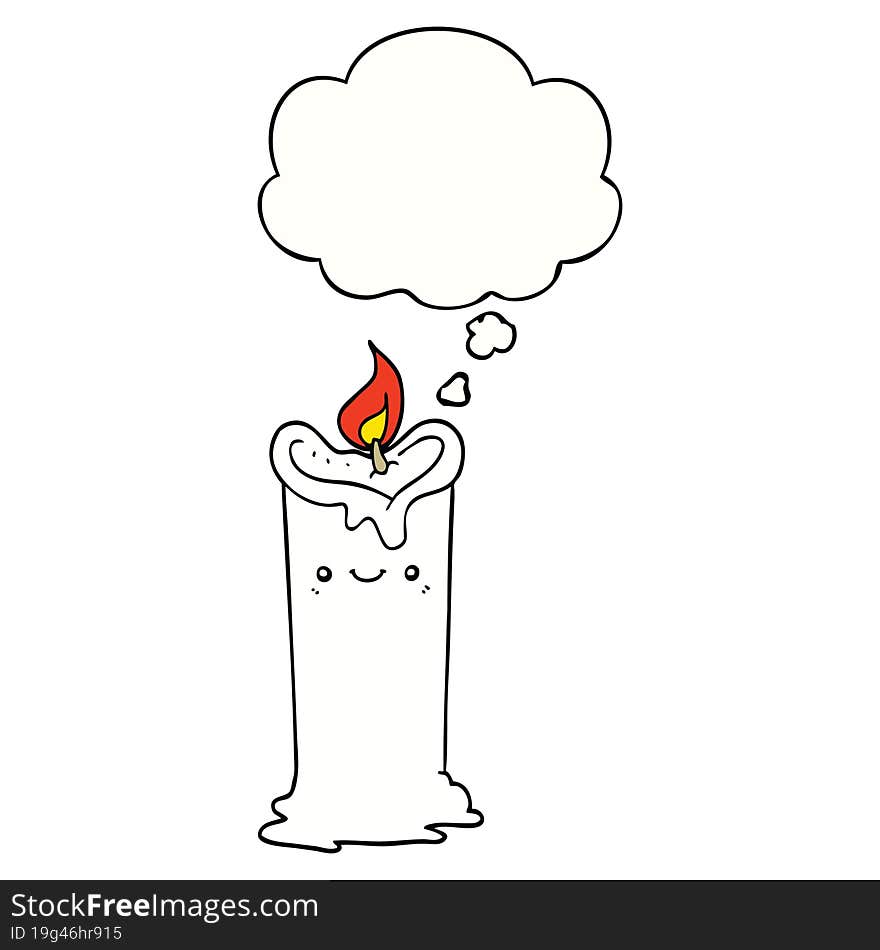 cartoon candle with thought bubble. cartoon candle with thought bubble