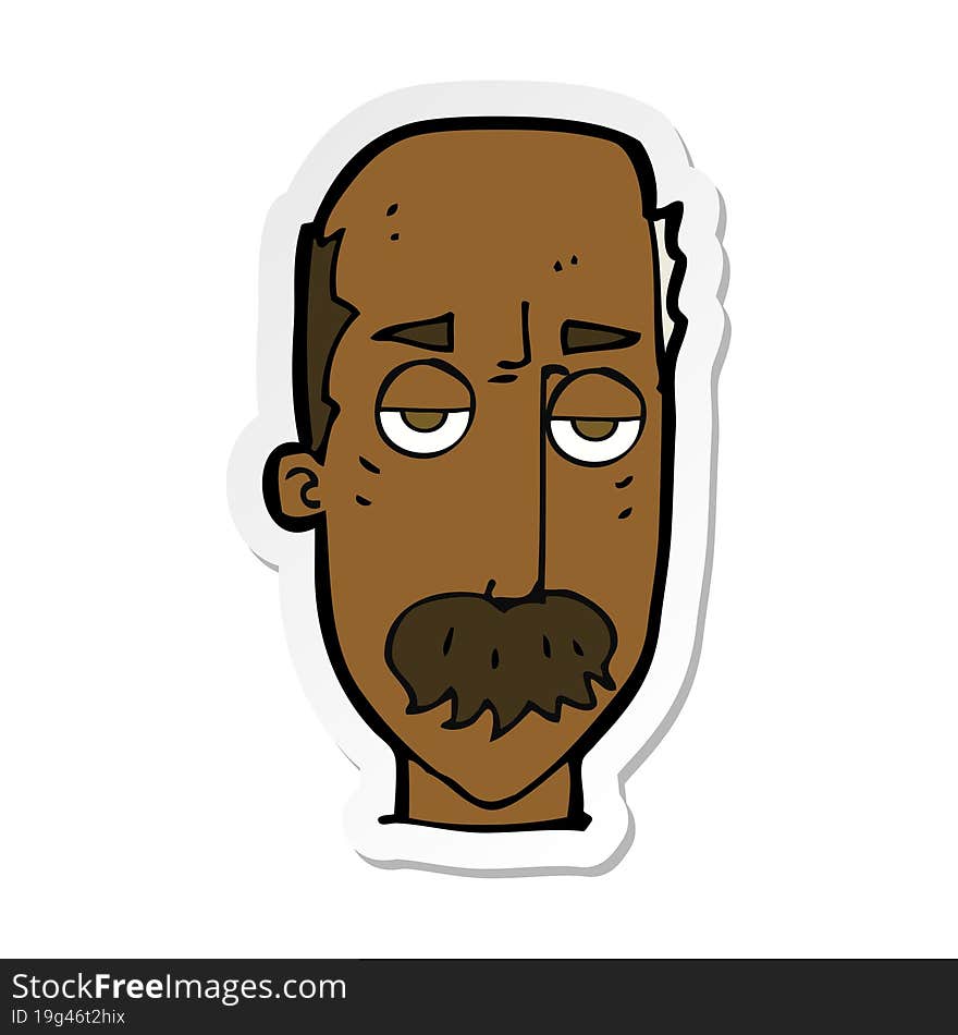 Sticker Of A Cartoon Bored Old Man