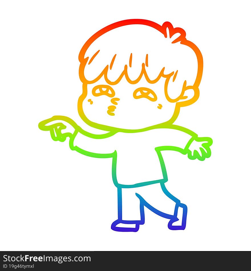 rainbow gradient line drawing cartoon curious man