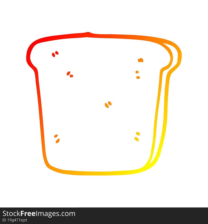 warm gradient line drawing of a cartoon slice of bread