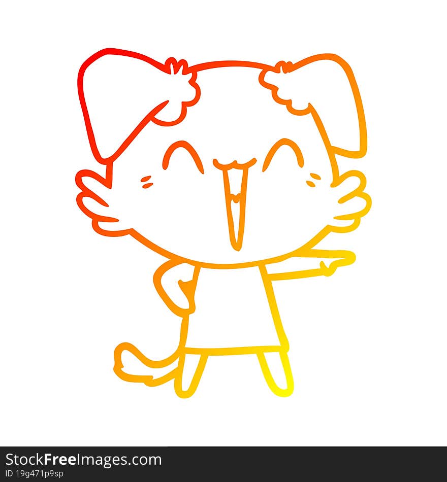 warm gradient line drawing happy little dog cartoon