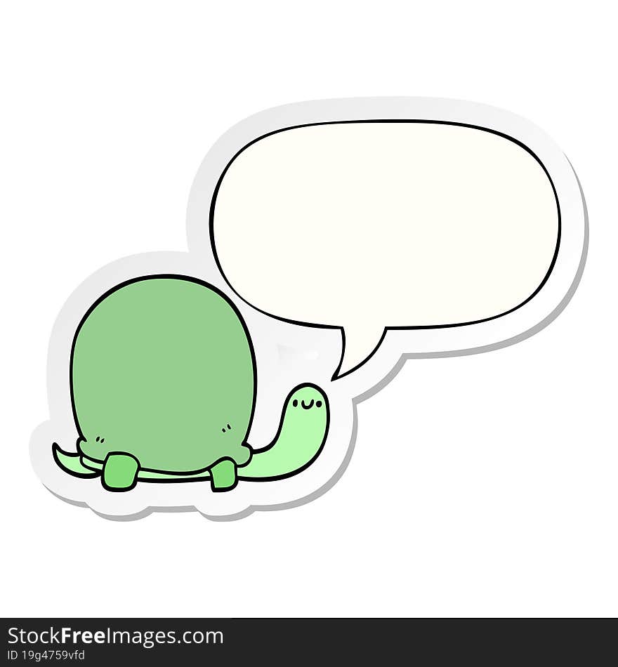 Cute Cartoon Tortoise And Speech Bubble Sticker