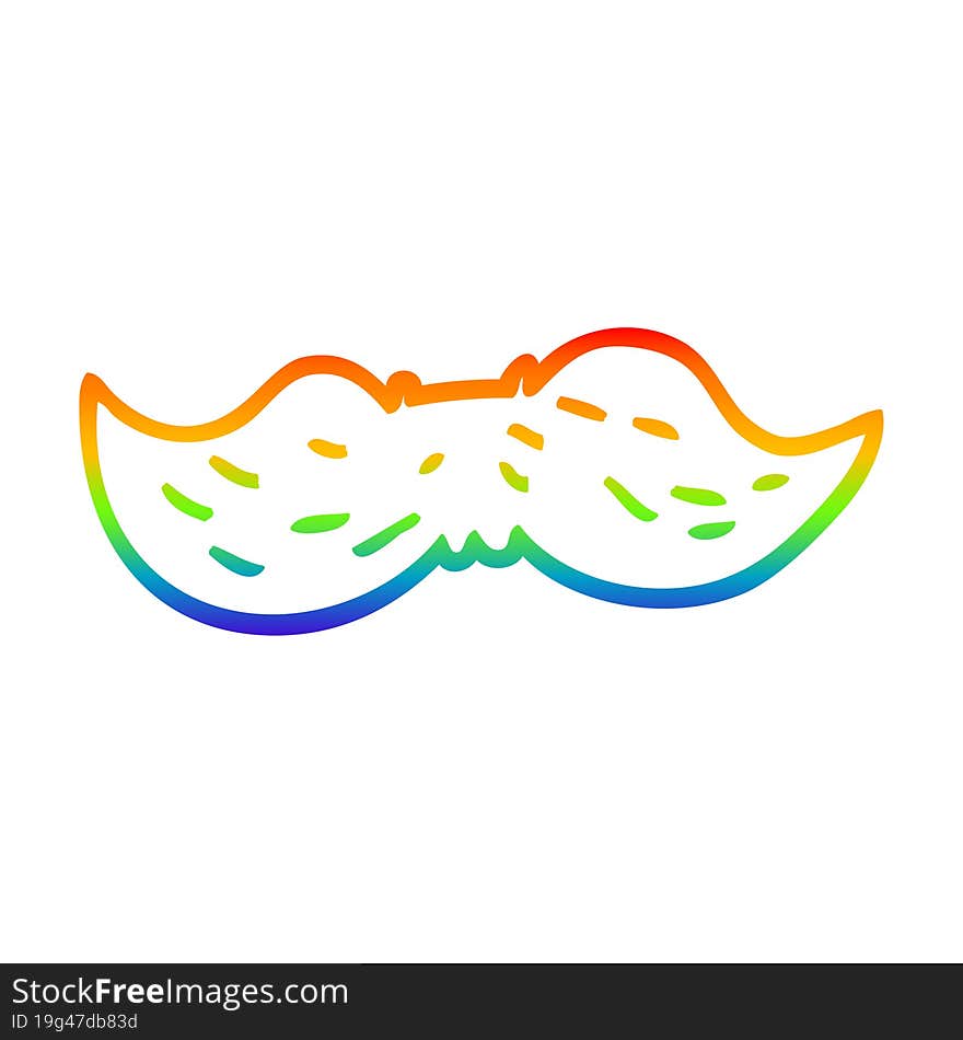 Rainbow Gradient Line Drawing Cartoon Mans Mustache