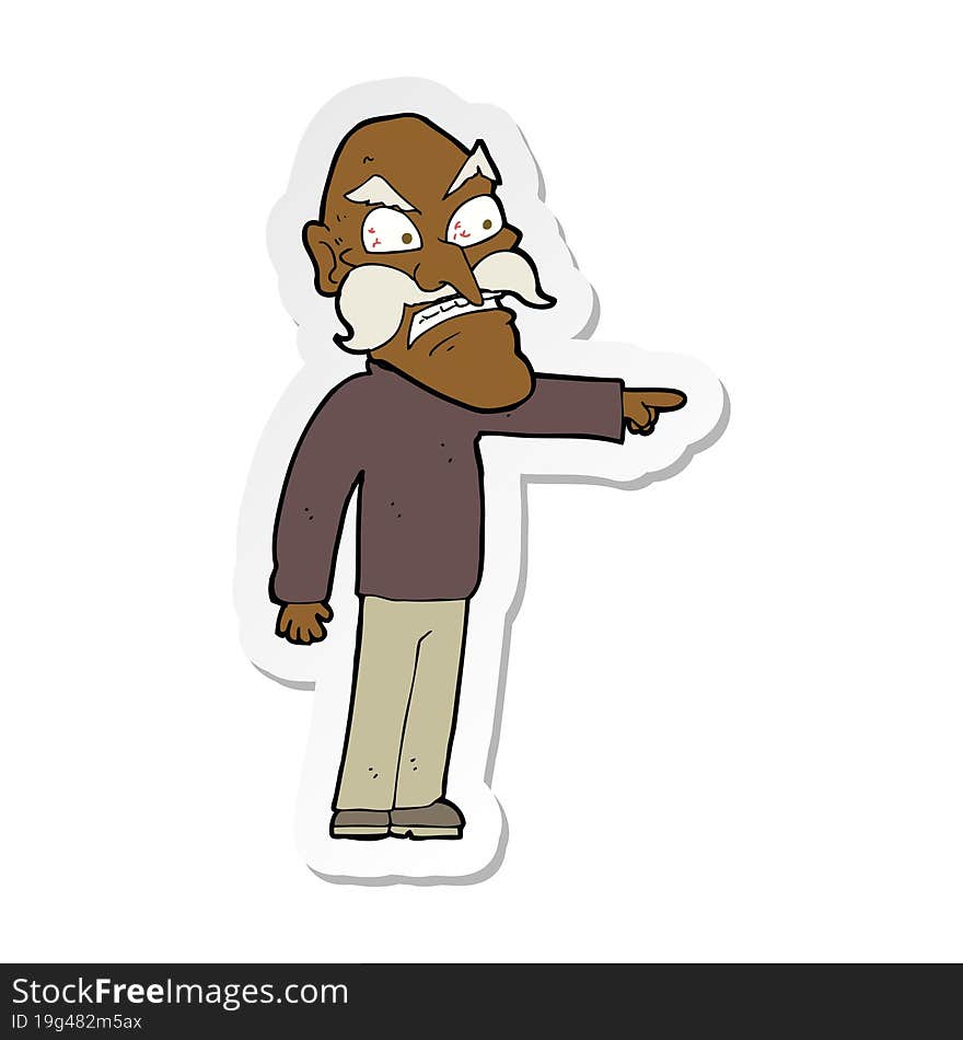 sticker of a cartoon furious old man