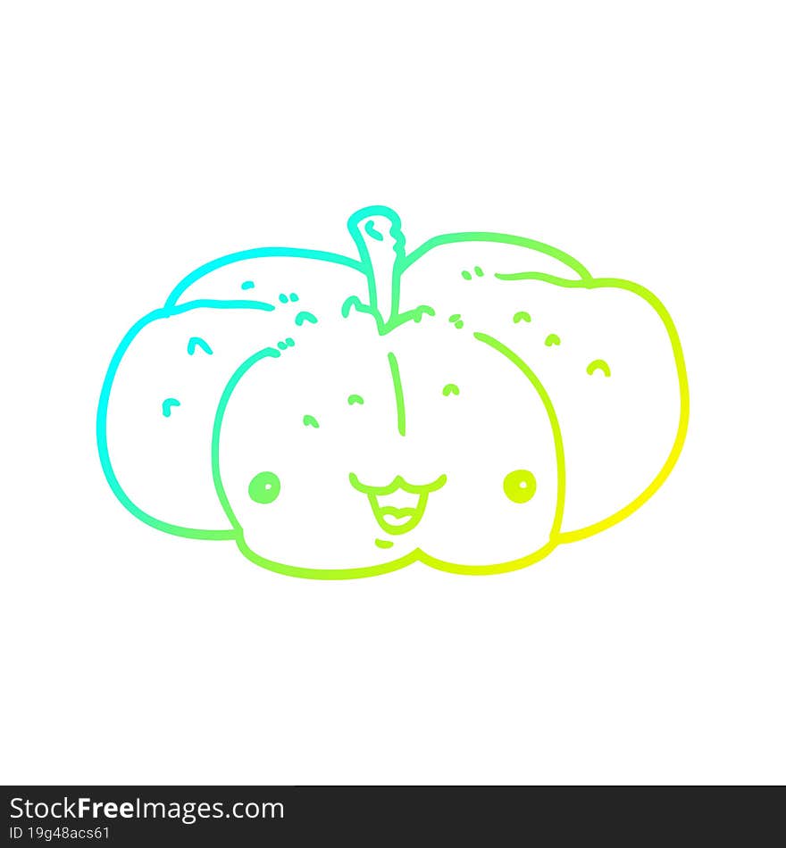 Cold Gradient Line Drawing Cartoon Pumpkin