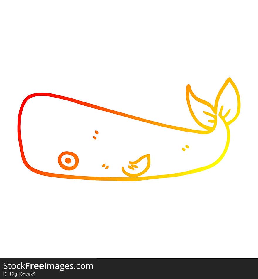 warm gradient line drawing cartoon whale