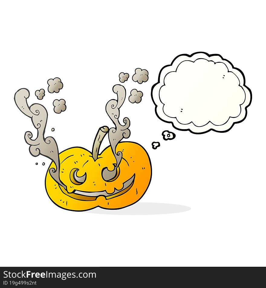 freehand drawn thought bubble cartoon halloween pumpkin