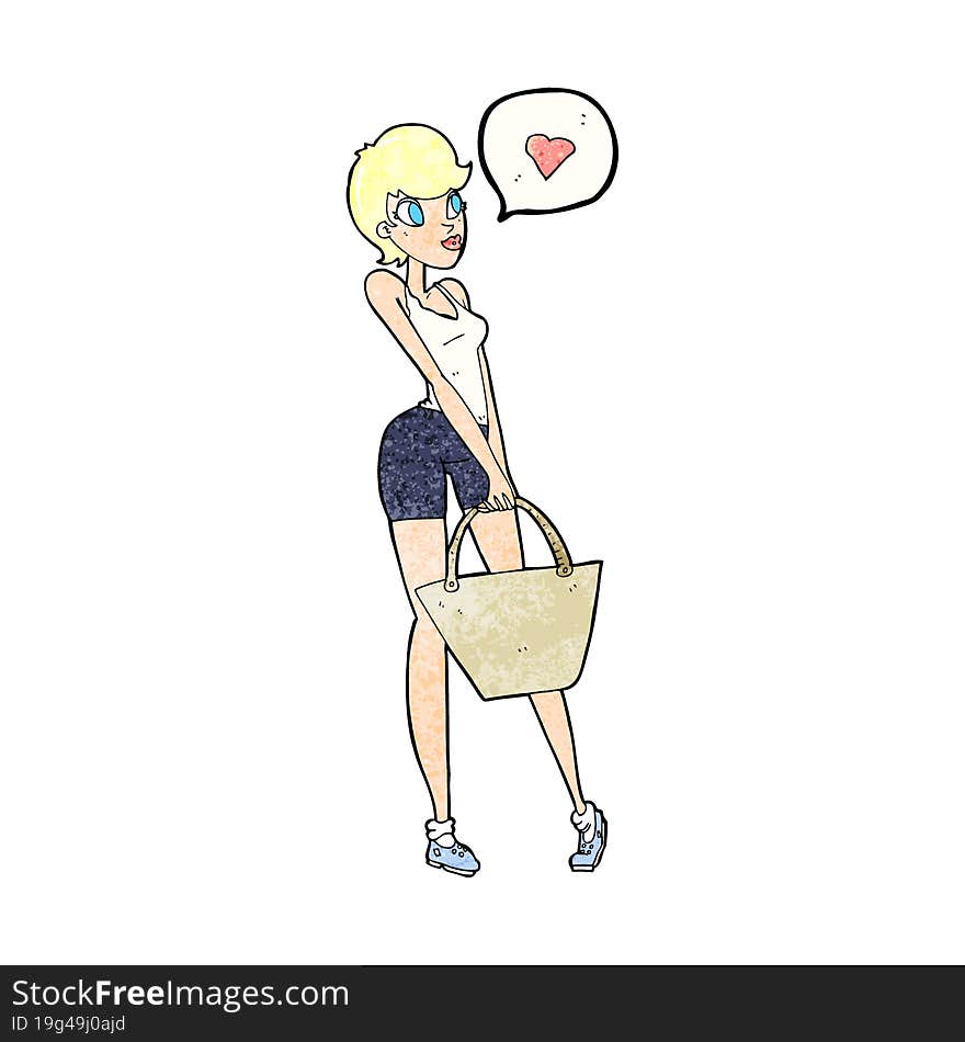 cartoon woman loving shopping