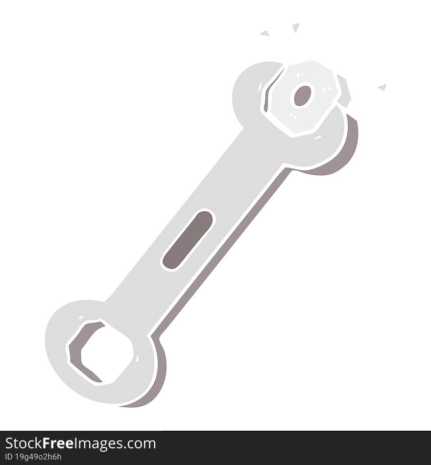 flat color style cartoon spanner turning nut