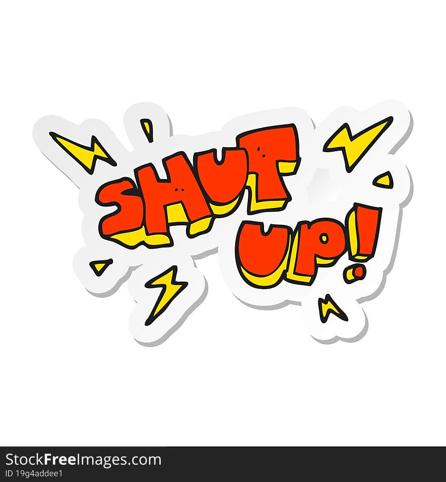 sticker of a cartoon shut up symbol