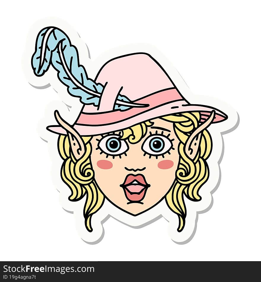 elf bard character face sticker