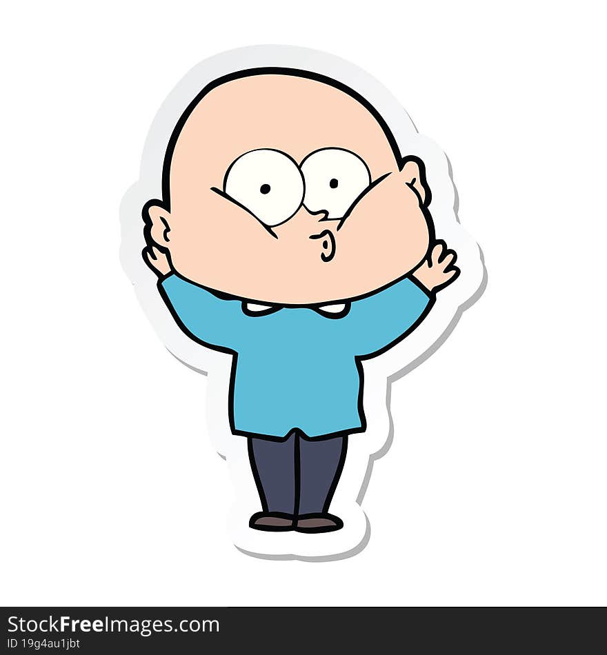 sticker of a cartoon bald man staring