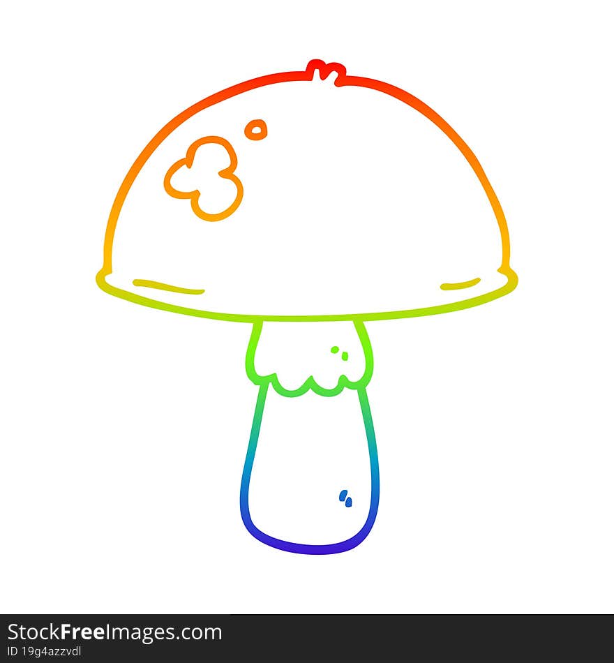 Rainbow Gradient Line Drawing Cartoon Mushroom