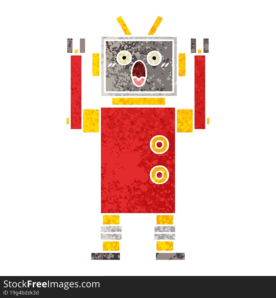 retro illustration style cartoon of a robot