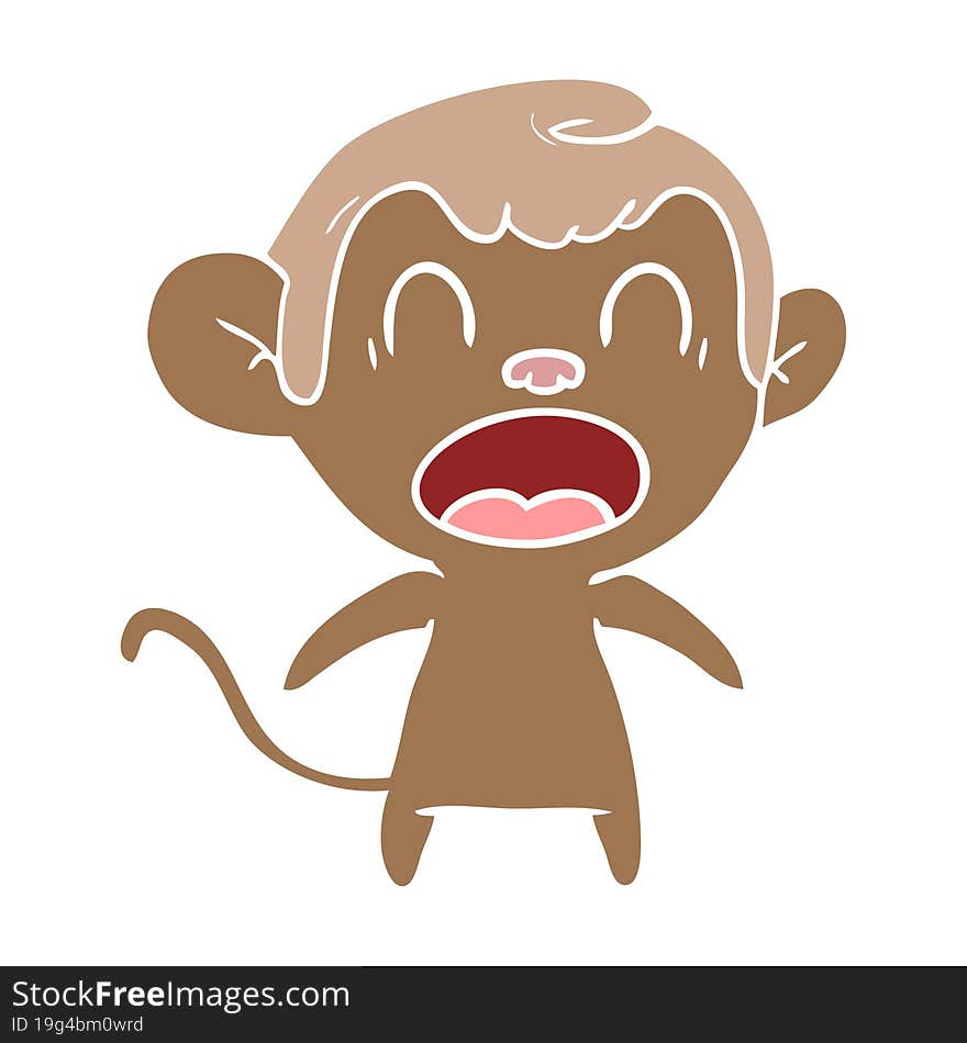 shouting flat color style cartoon monkey