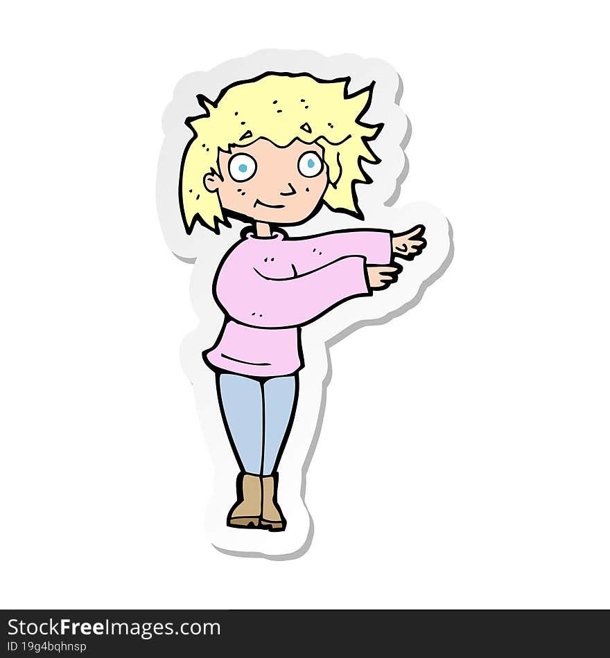 sticker of a cartoon dancing woman