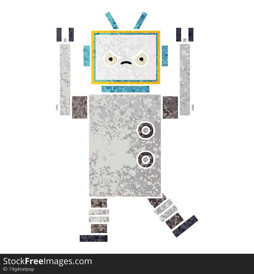 Retro Illustration Style Cartoon Robot