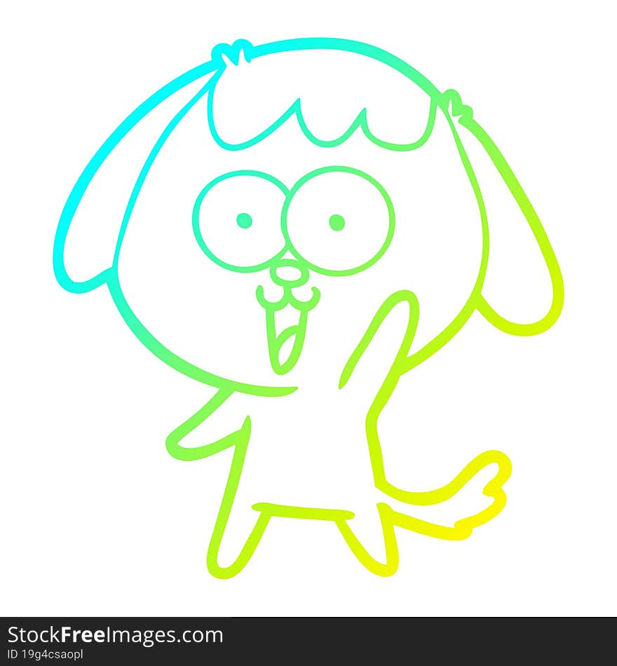 cold gradient line drawing of a cute cartoon dog