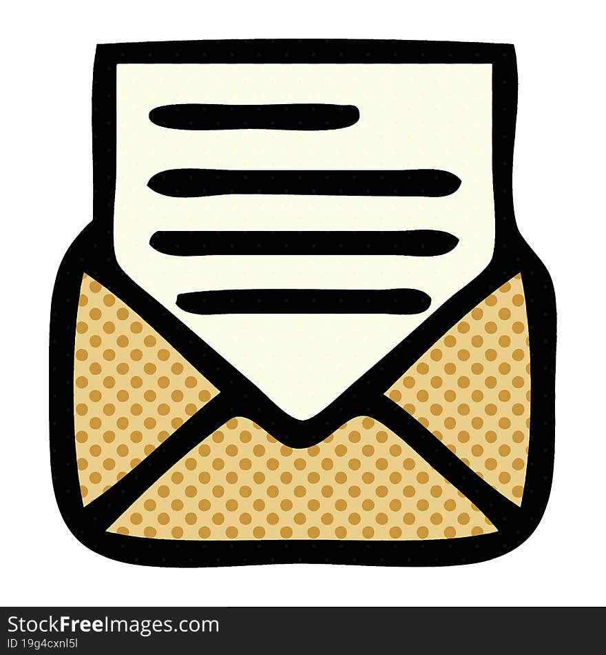 comic book style cartoon of a letter and envelope