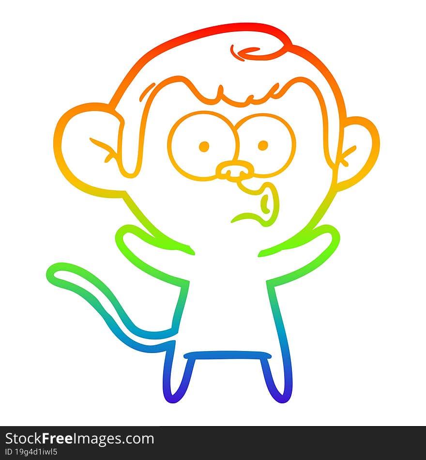 rainbow gradient line drawing cartoon surprised monkey