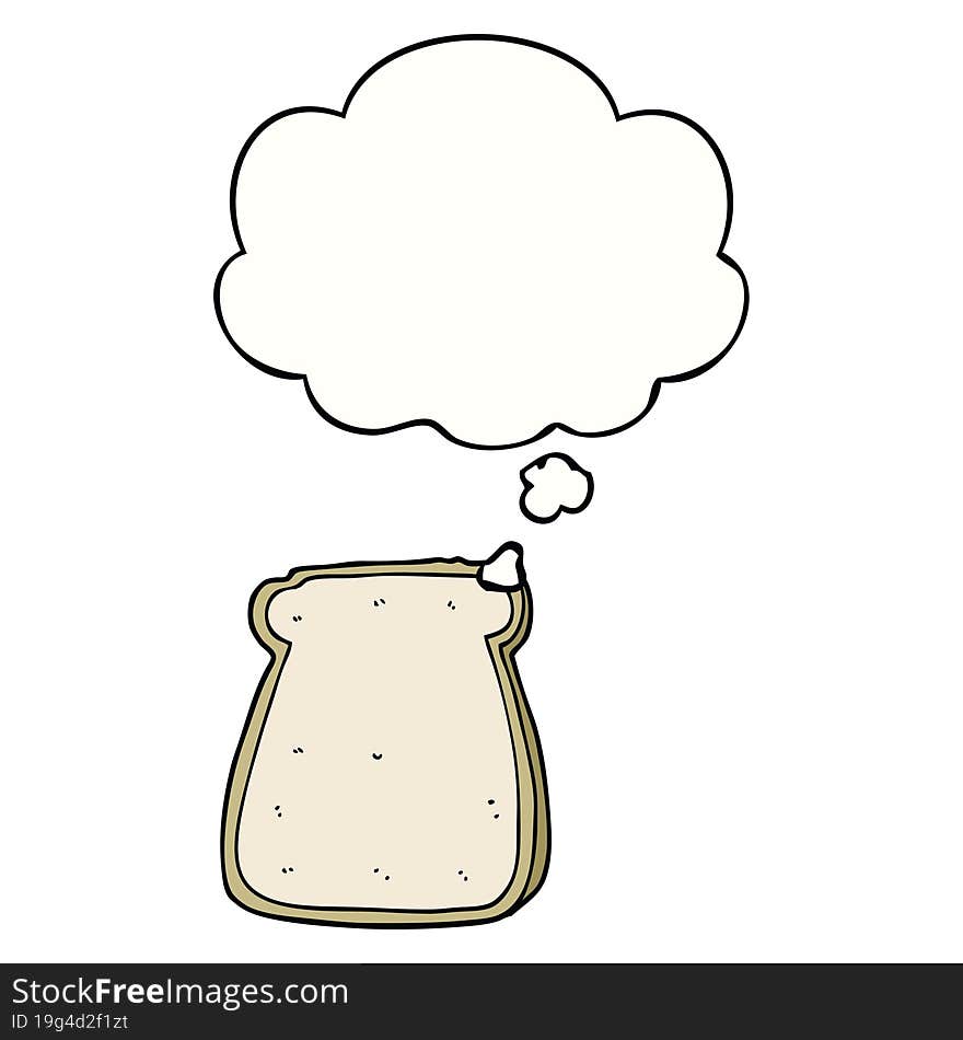 cartoon slice of bread with thought bubble. cartoon slice of bread with thought bubble