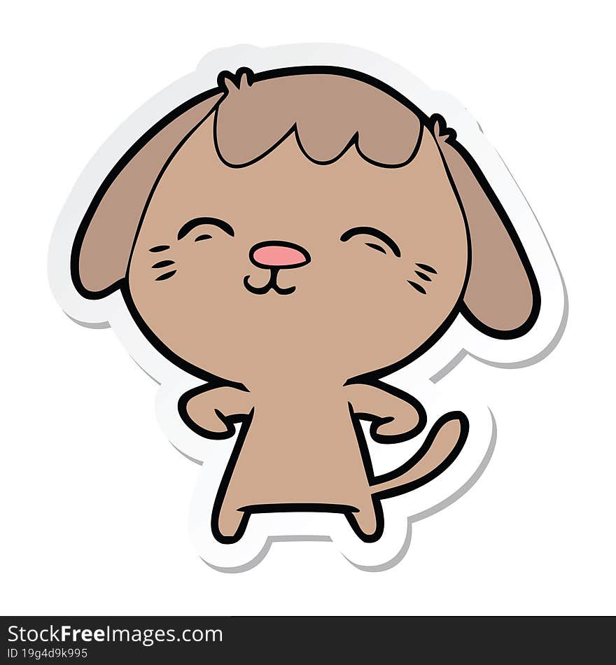 sticker of a happy cartoon dog