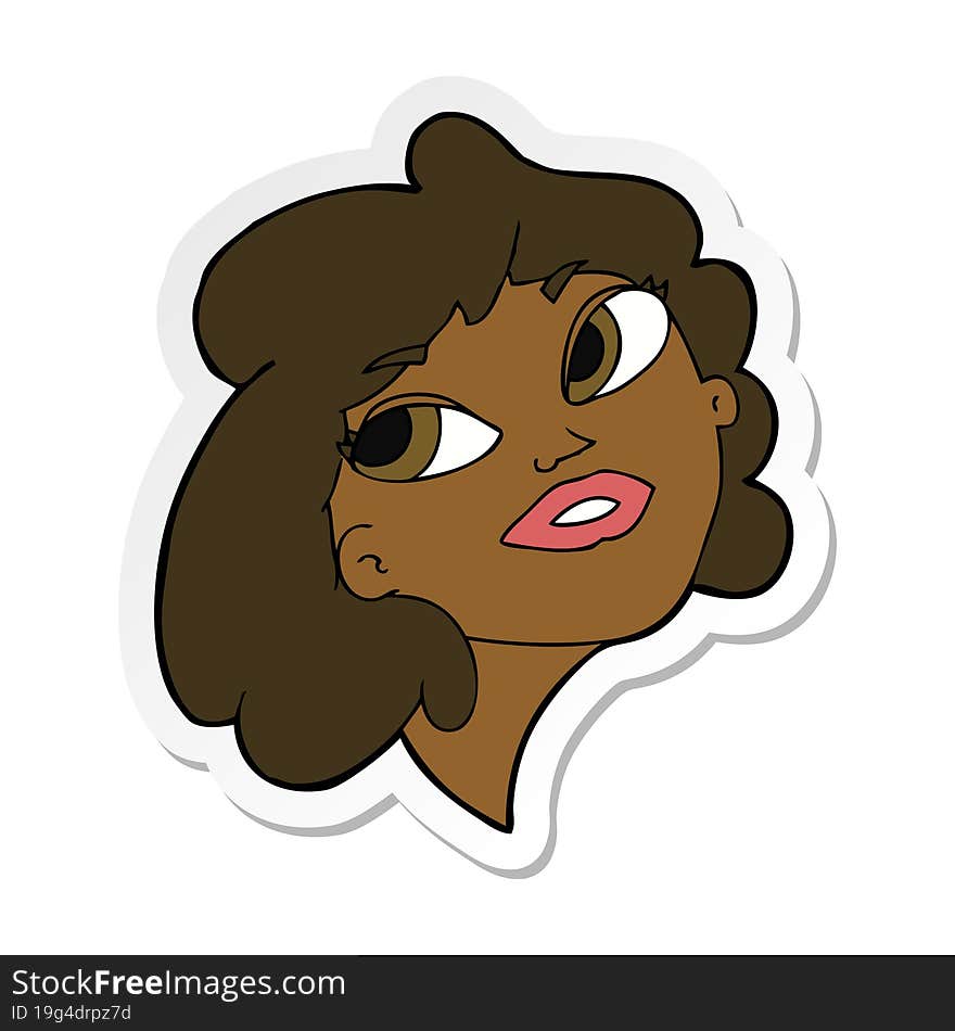 Sticker Of A Cartoon Happy Woman