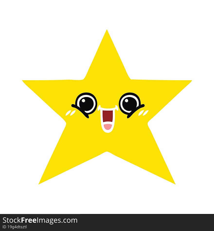 Flat Color Retro Cartoon Gold Star