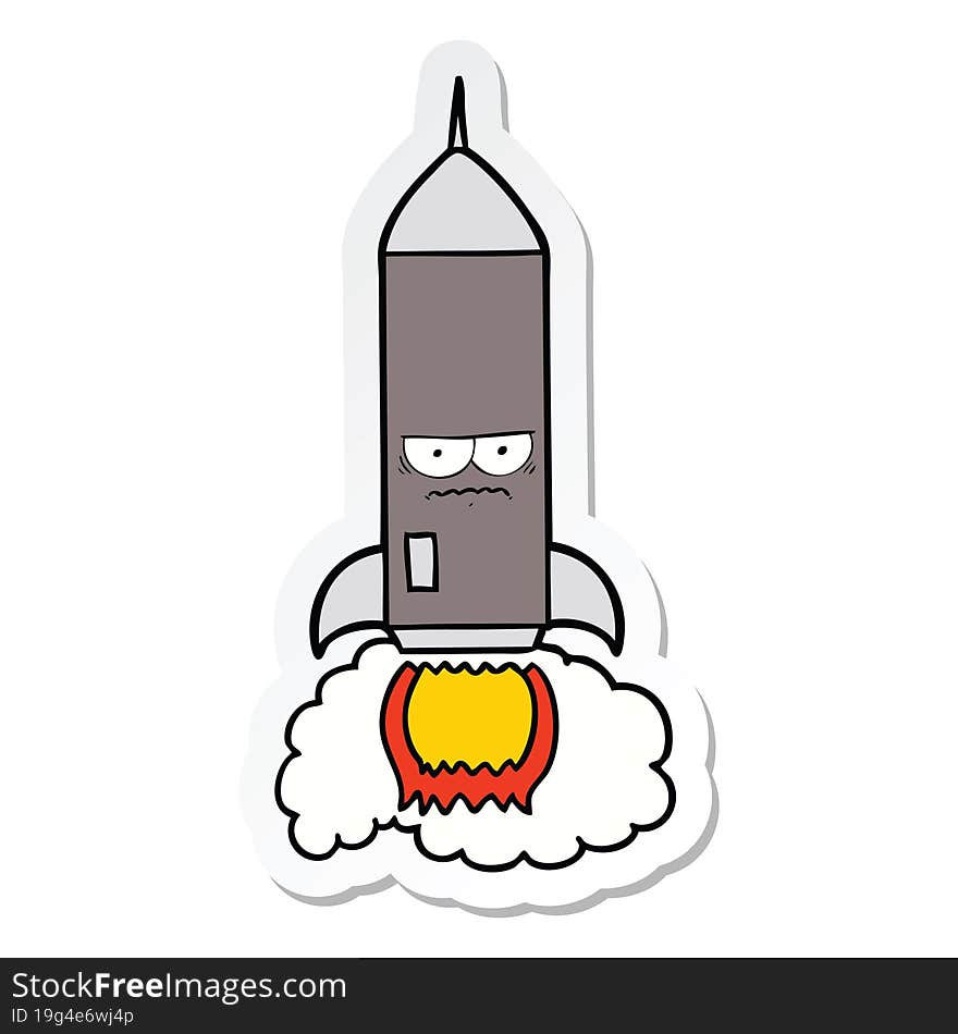 Sticker Of A Cartoon Rocket