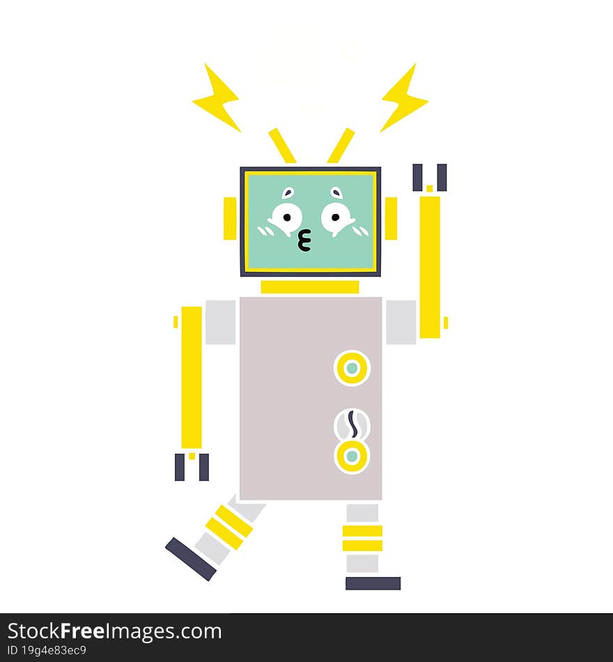 Flat Color Retro Cartoon Robot