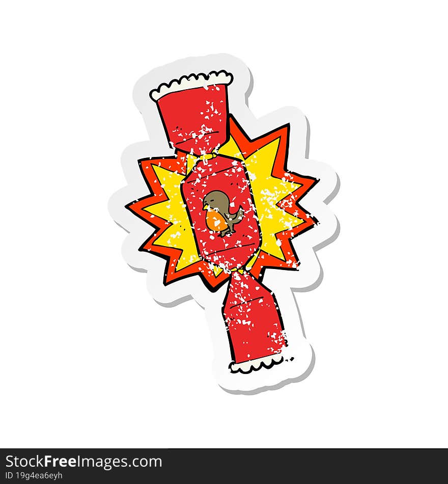 retro distressed sticker of a exploding christmas cracker