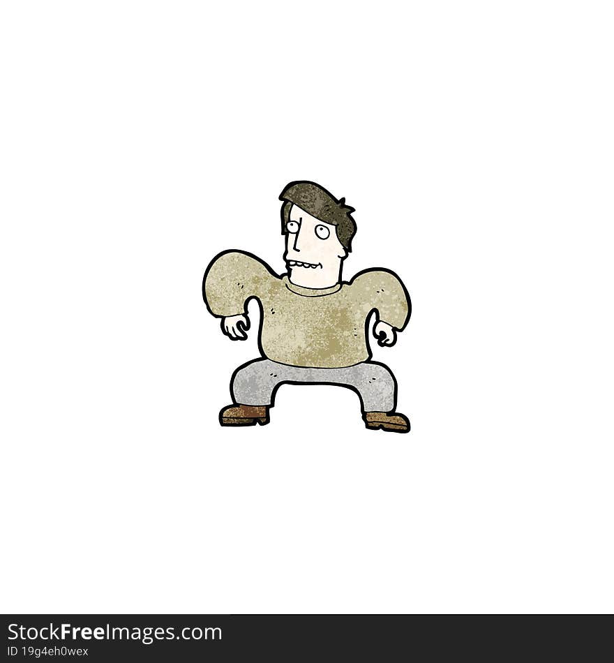 cartoon man squatting