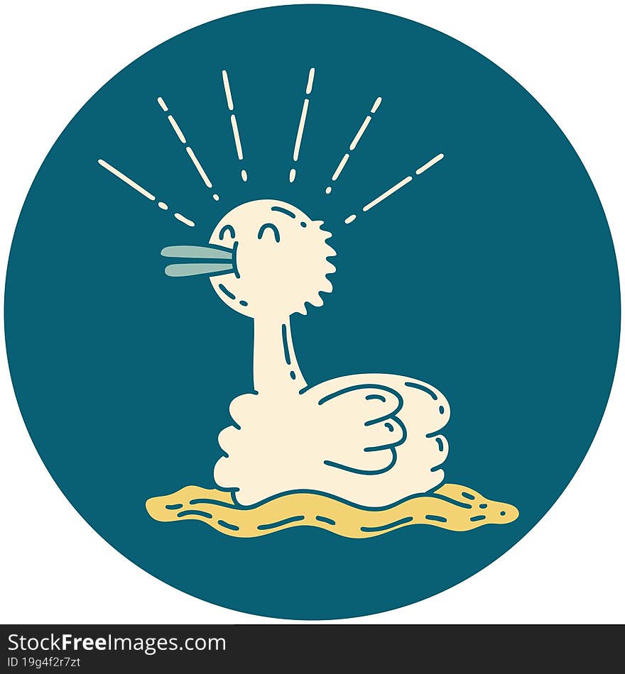 icon of a tattoo style swimming duck