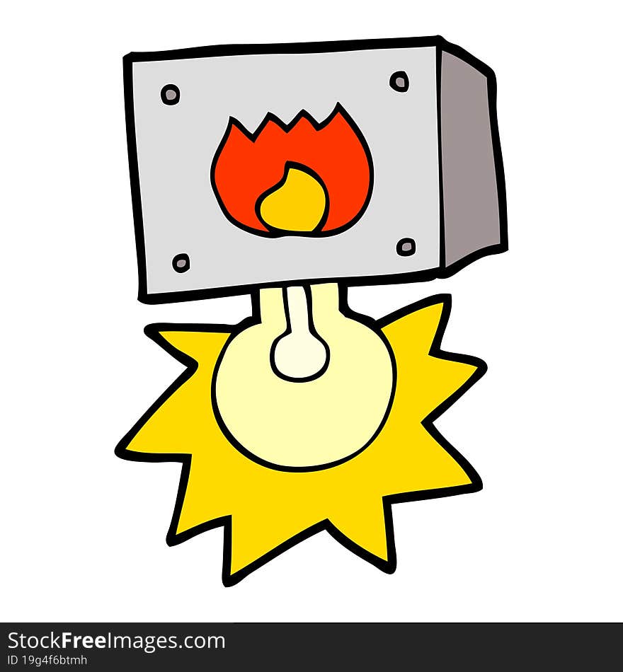 cartoon flashing fire warning light. cartoon flashing fire warning light