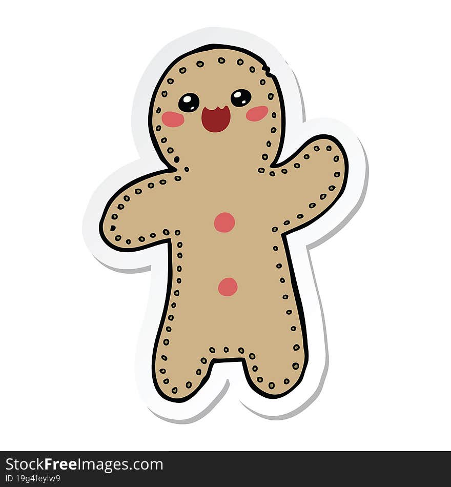 Sticker Of A Cartoon Gingerbread Man