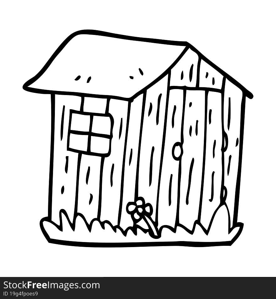 Line Drawing Cartoon Wood Shed