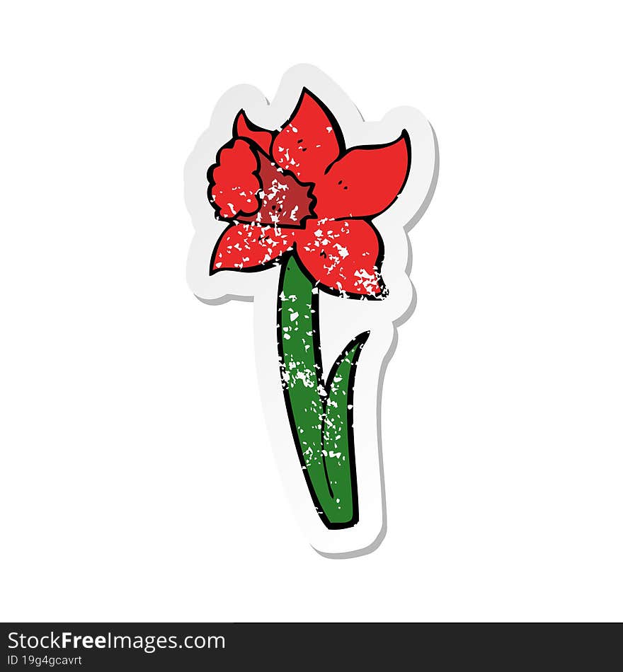 Retro Distressed Sticker Of A Cartoon Flower