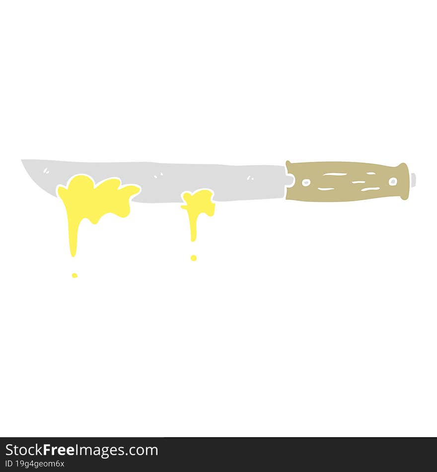 Flat Color Illustration Of A Cartoon Butter Knife