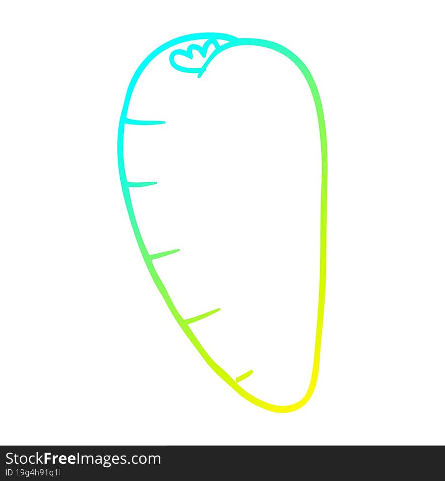 cold gradient line drawing of a cartoon root vegetable