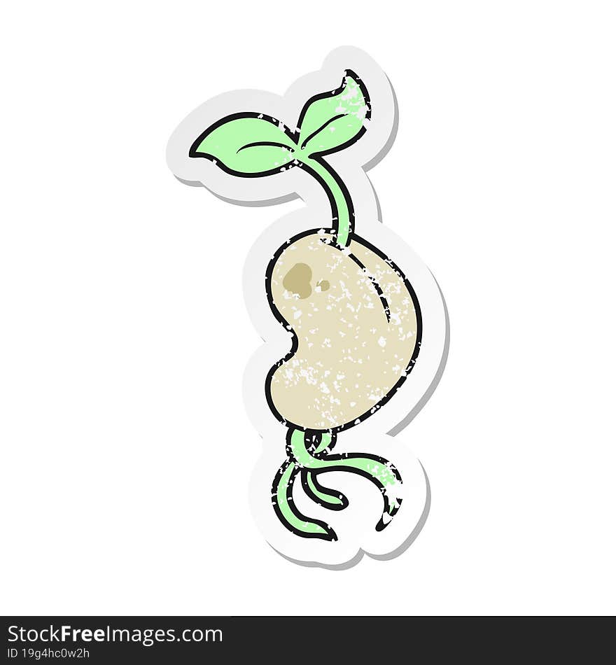 retro distressed sticker of a cartoon sprouting seed