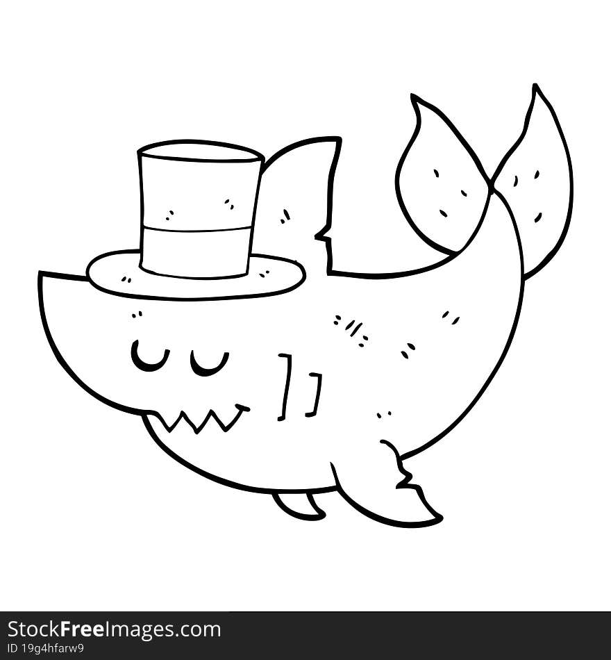 cartoon shark wearing top hat